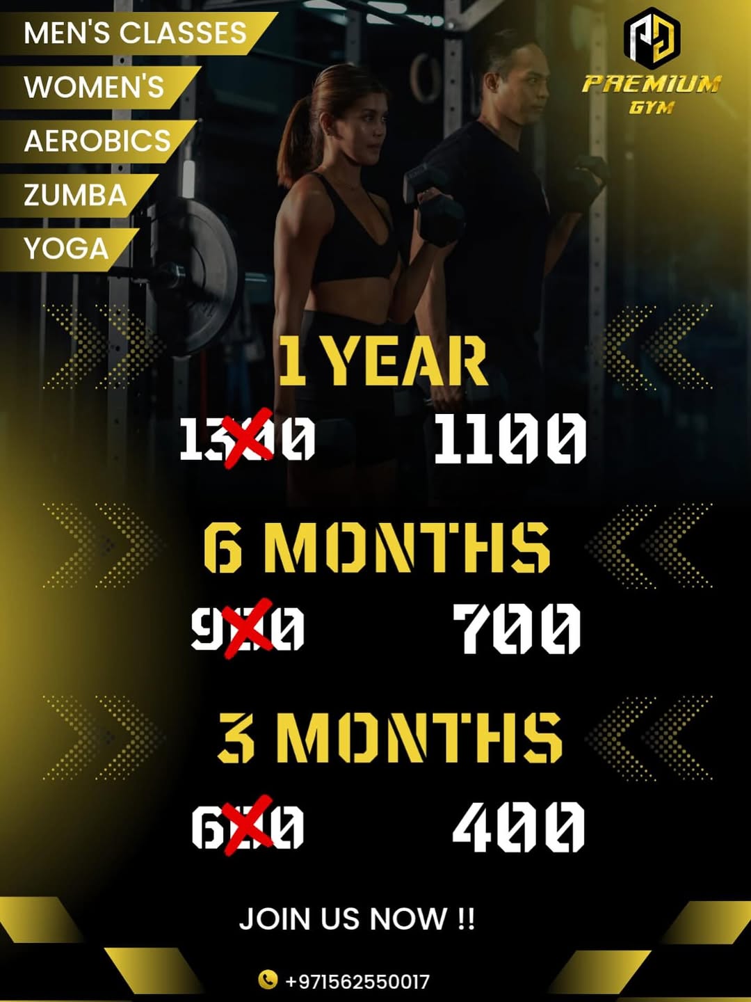 � عروض Premium Gym 🔥 جيم ميكس + فترة مخصصة للبنات 💪 Zumba | Yoga | Aerobics | Fitness 🎁 جرّب كلاس FREE ⏰ عروض لفترة محدودة 📞 +971 56 255 0017 📍 Ajman